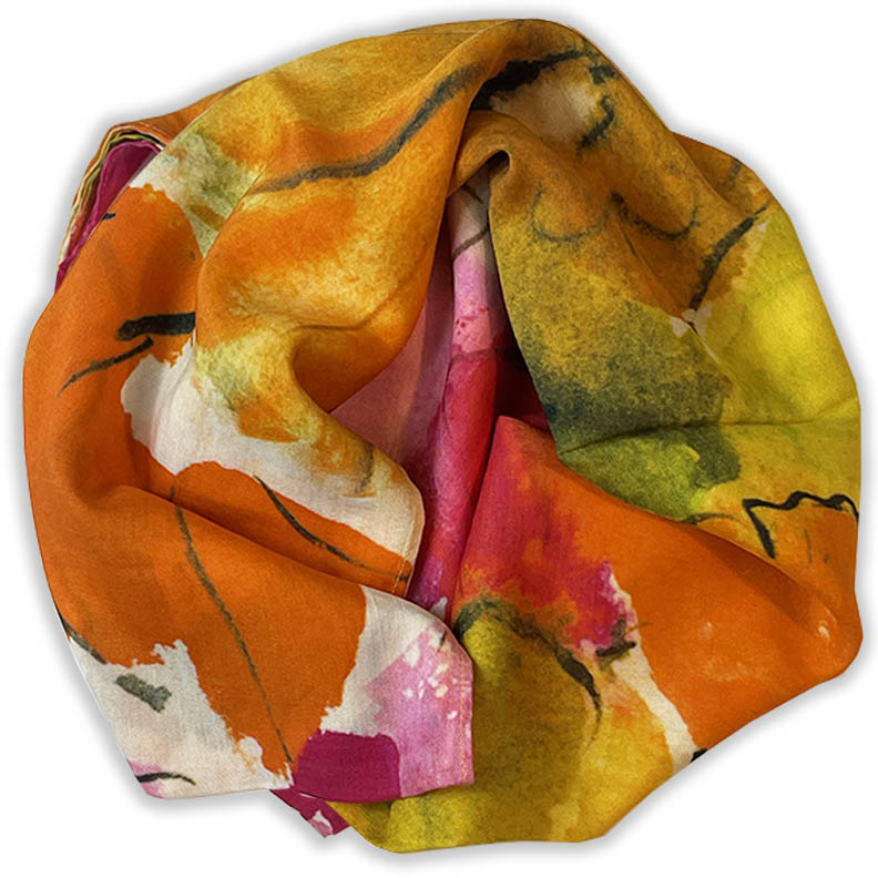 "Jubilant" Botanical Silk Scarf