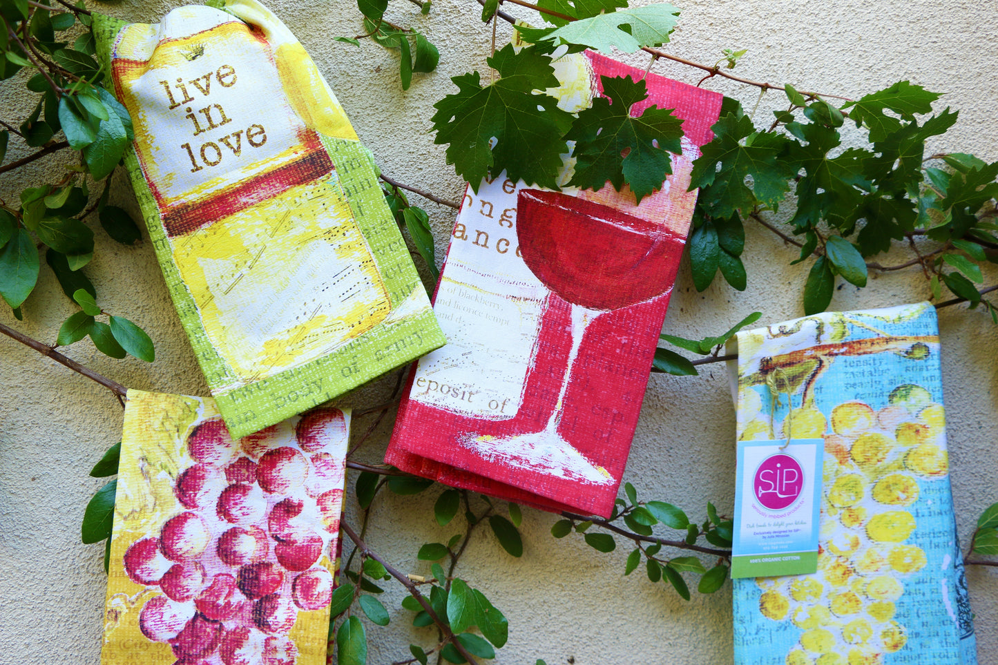 "Wine Series - Green" Kitchen Towel