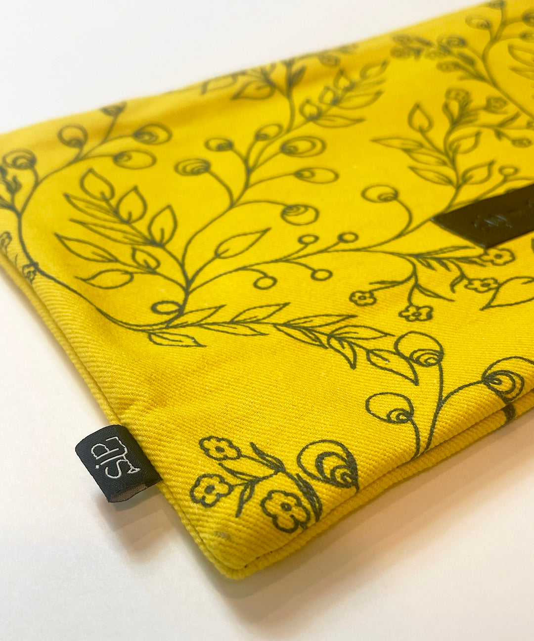 Yellow Floral Large Clutch Bag Purse, Organic Cotton 