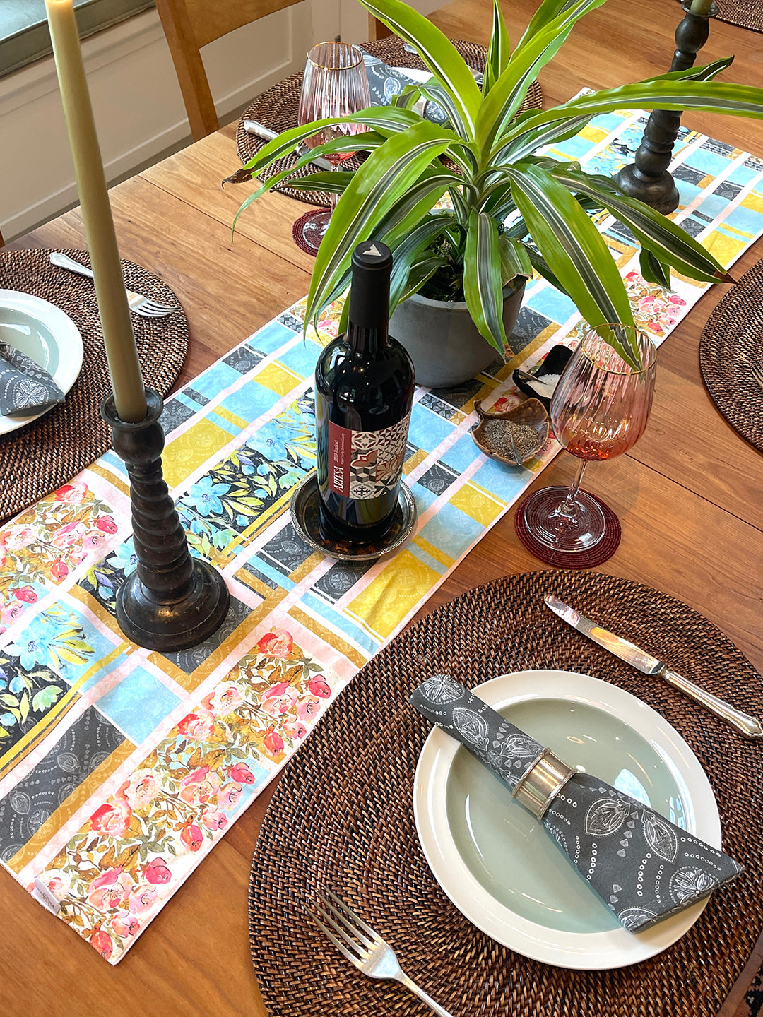 Colorful Table Runner, Organic Cotton 