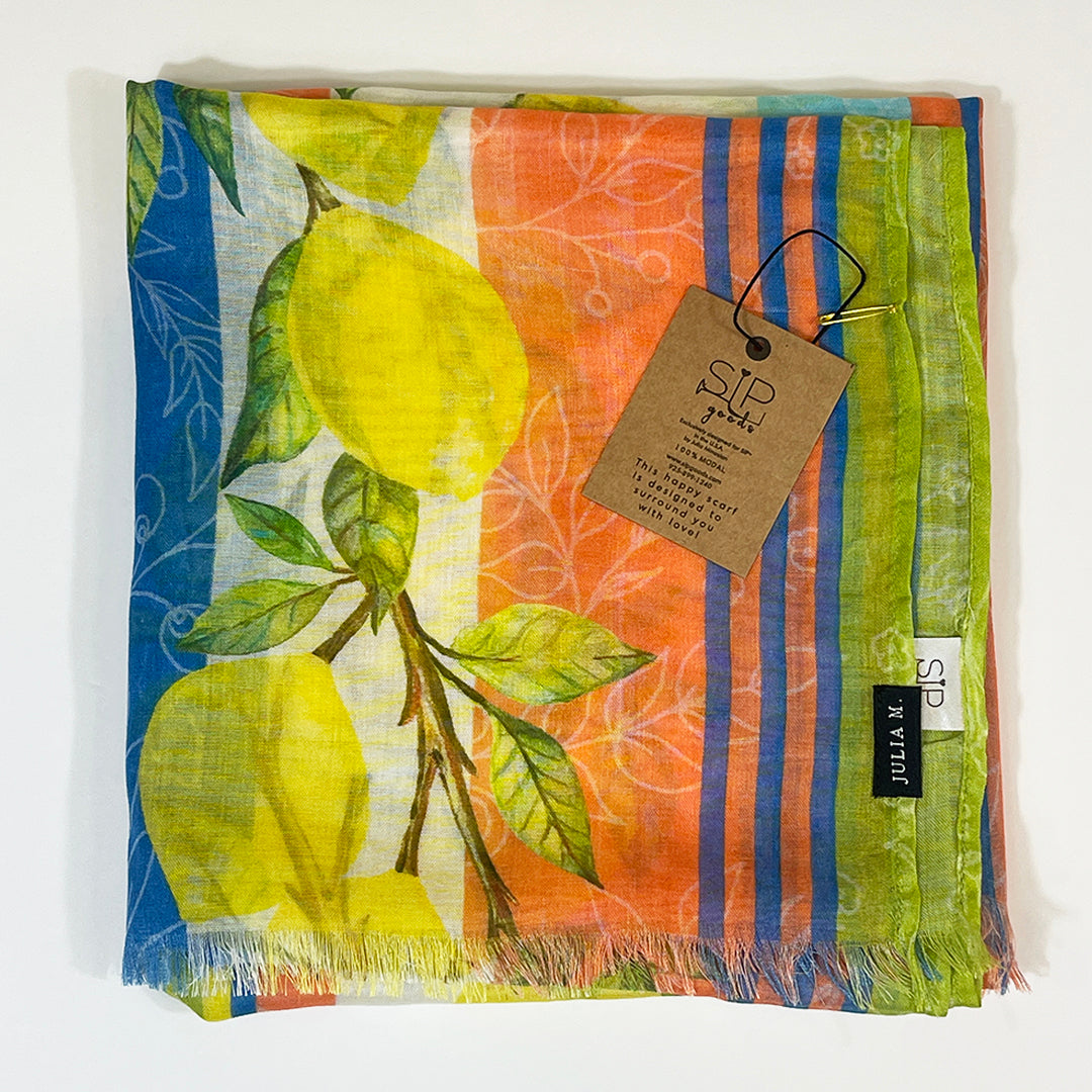 "Lemon Heaven" Botanical Silk Scarf