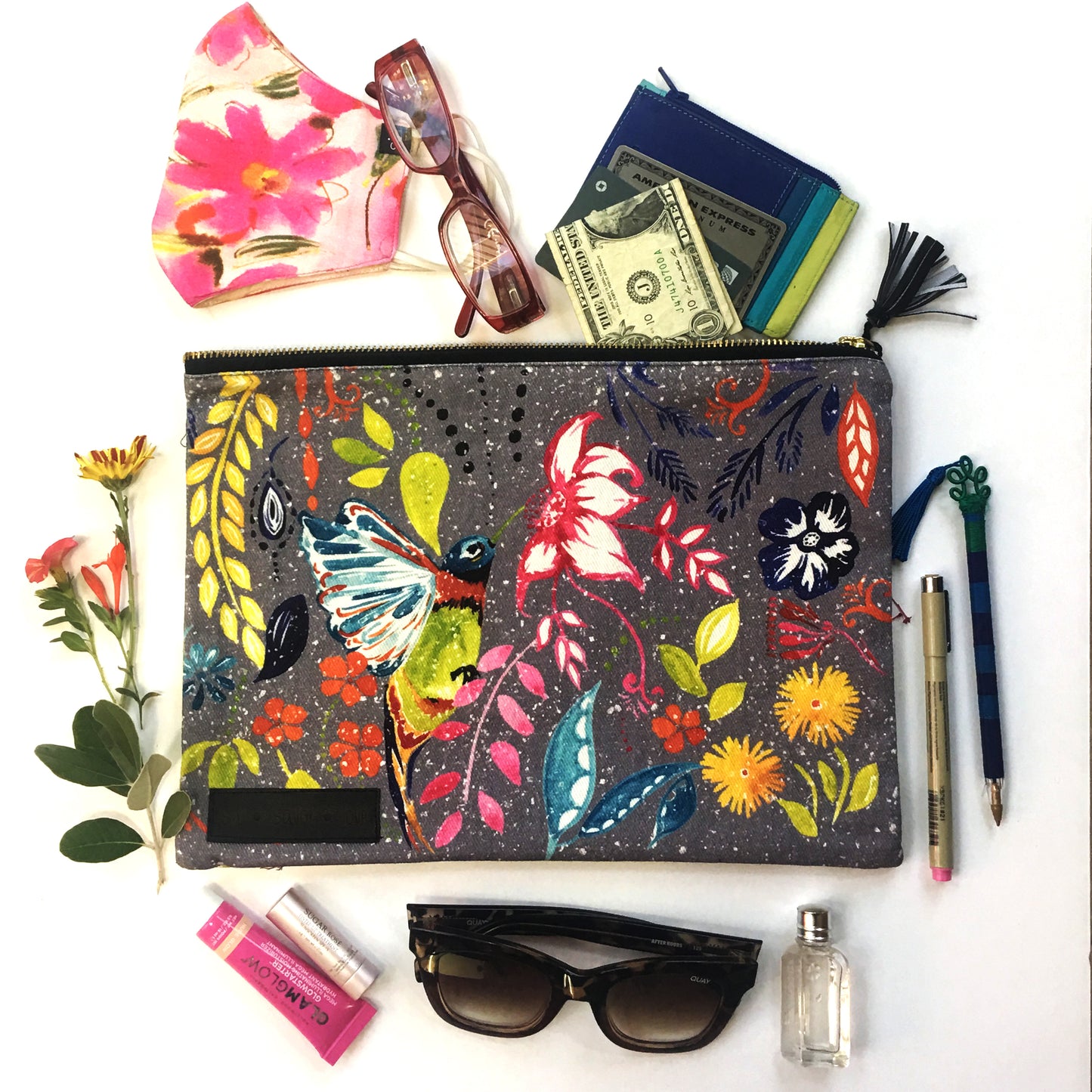 "Happy Hummingbird" Clutch Bag