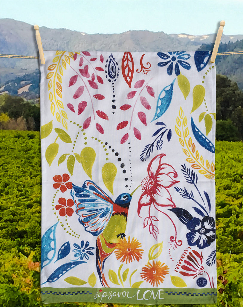 "Happy Hummingbird" Kitchen Towel