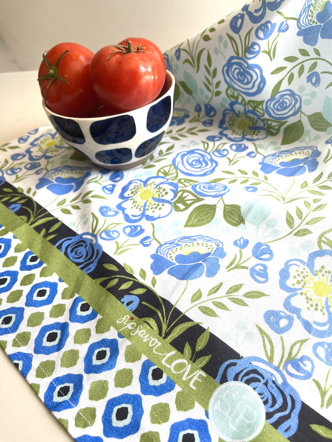 Blue Floral Kitchen Dish Towel, Organic Cotton Bloom Design – SIP  seriously imbibed products