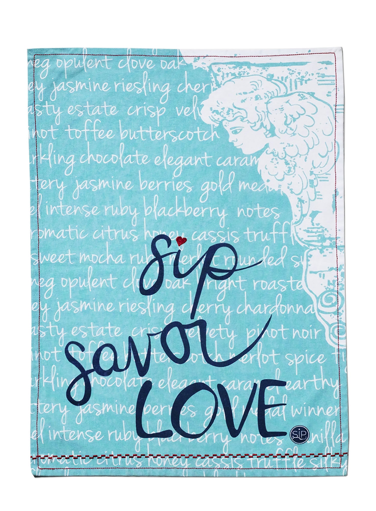 100% Cotton Kitchen Towels Printed with Cute Kitchen Sayings 'Love the Wine